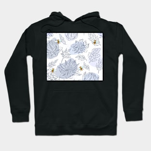 Honey Bees and Pretty Blue Flowers Hoodie